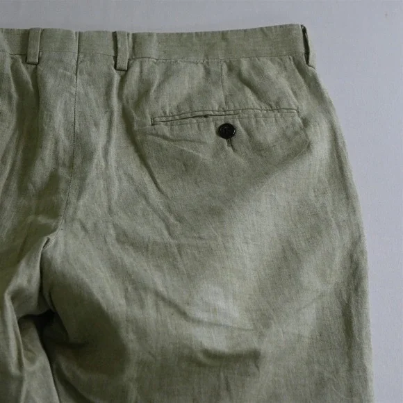 J.CREW 33x30 Green Somelos Linen H4161 Ludlow Slim Mens Dress Pants